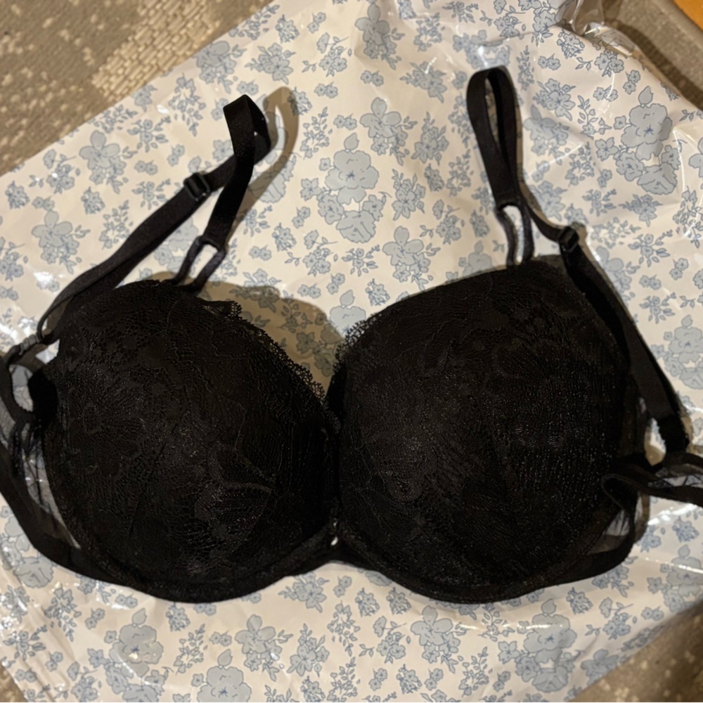 Victoria's Secret Black Lace Multiway Push Up Bra 32DDD 32D3 32F